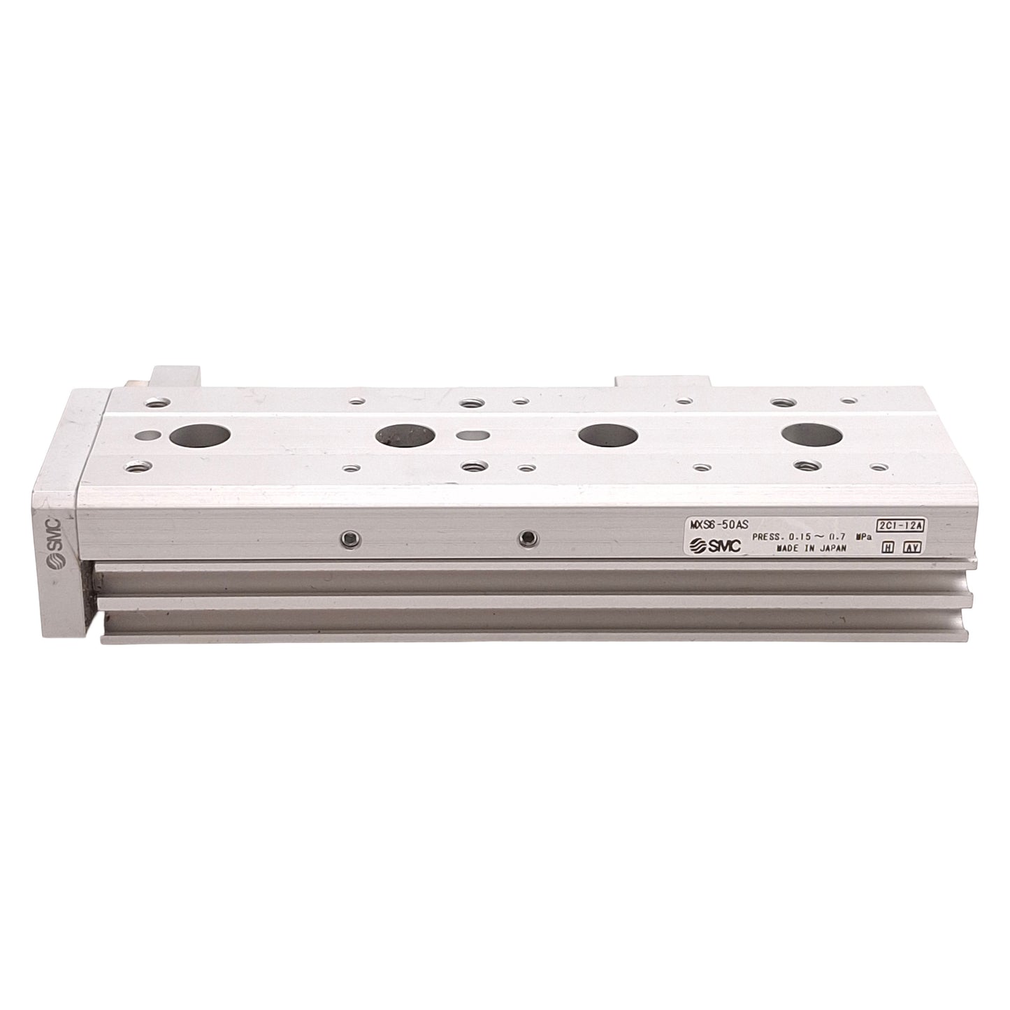 Used SMC MXS6-50AS Pneumatic Slide Table, ø6mm Bore, 50mm Stroke, 0.15-0.7MPa, M3x0.5