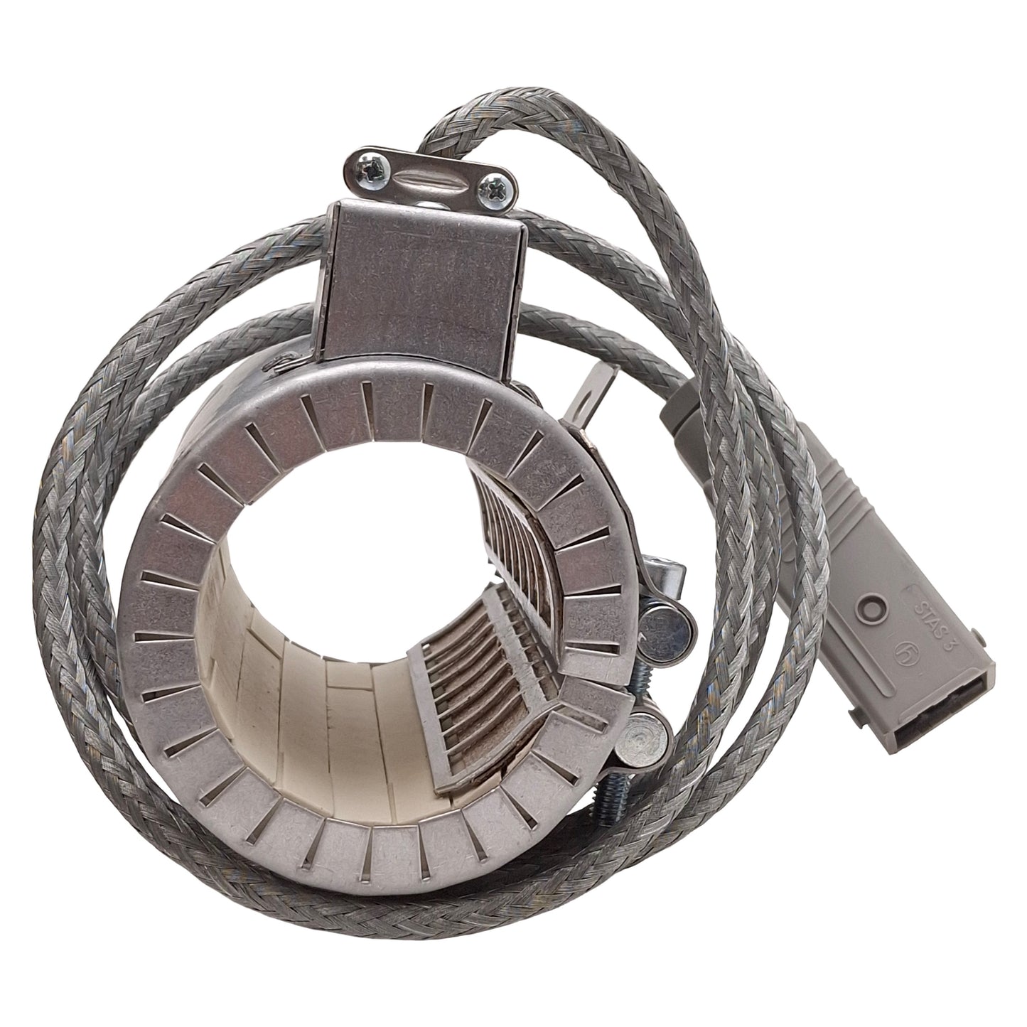 Used Boy 1708121F Ceramic Heater Band, 240VAC, 1400W, ø60mm ID, 115mm Length, 3-Pin