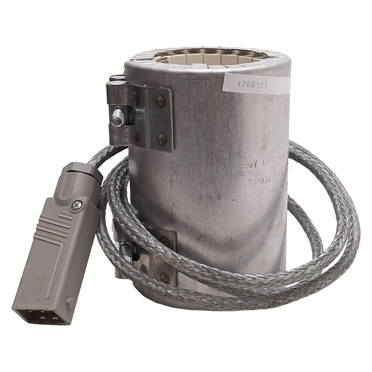 Used Boy 1708121F Ceramic Heater Band, 240VAC, 1400W, ø60mm ID, 115mm Length, 3-Pin