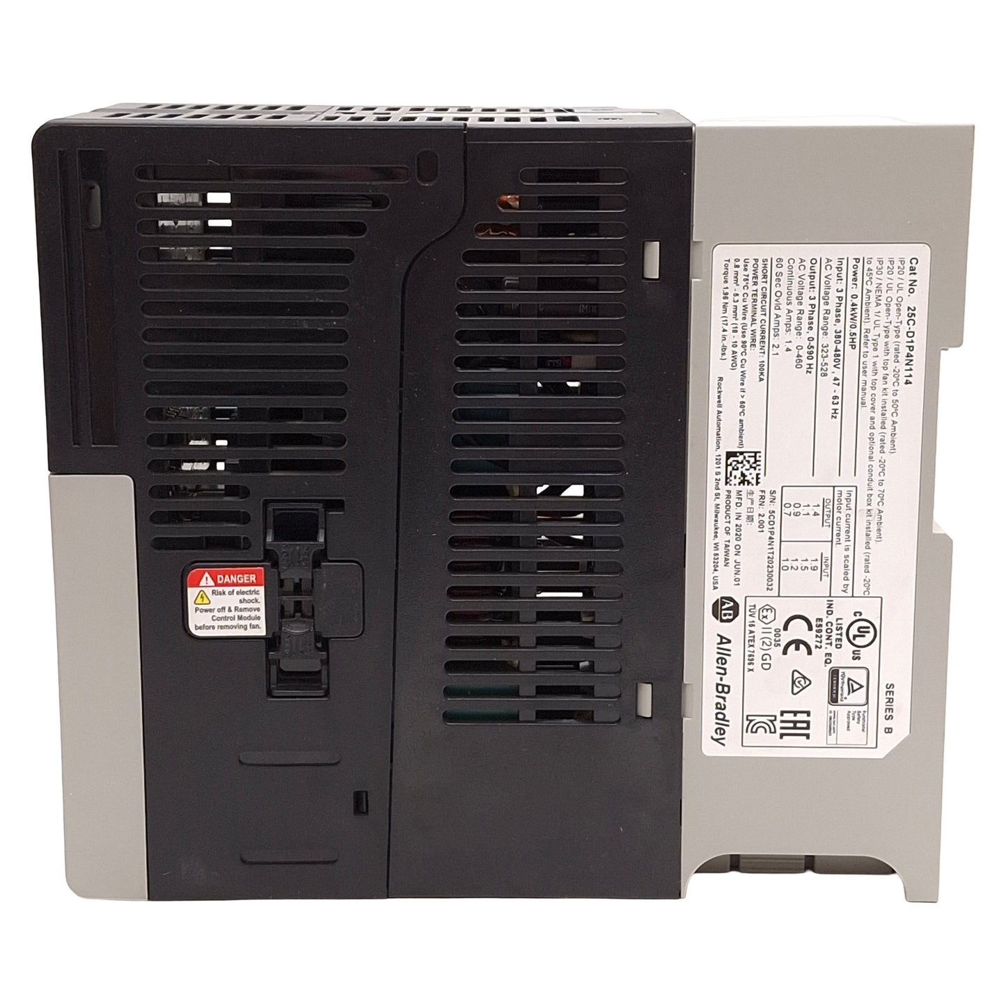 Used Allen Bradley 25C-D1P4N114 PowerFlex 527 AC Drive, 0.4kW/0.5HP, 3Ø 380-480VAC
