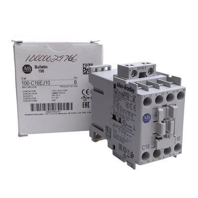 New Allen Bradley 100-C16EJ10 IEC Contactor 3-Pole, 32A, 7.5kW @ 690VAC, 24VDC Coil
