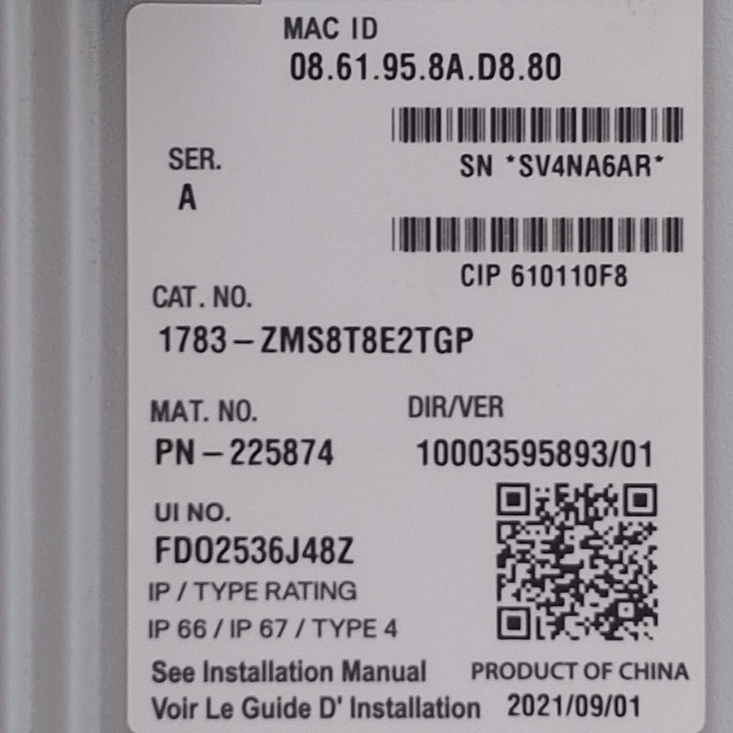 Used Allen Bradley 1783-ZMS8T8E2TGP Managed Ethernet Switch 18 Ports, 50-57VDC