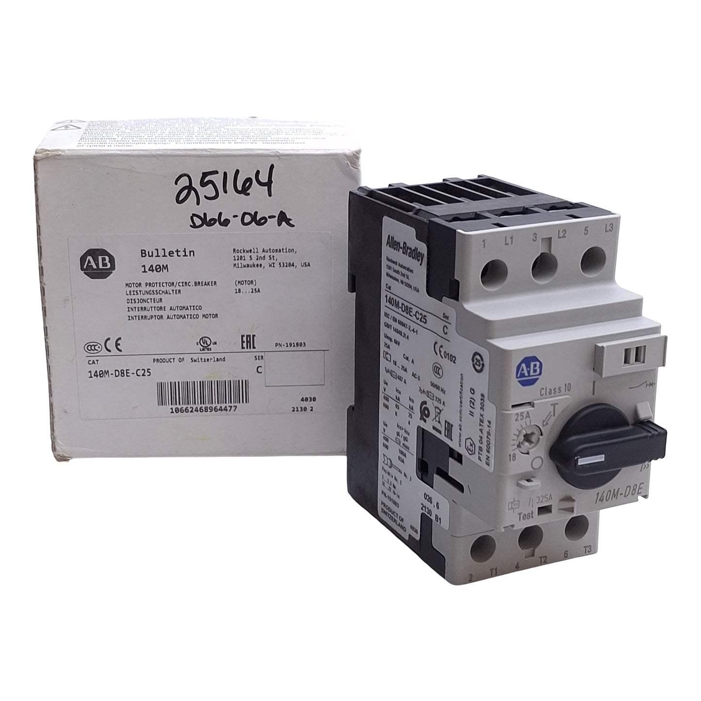 New Allen Bradley 140M-D8E-C25 Motor Circuit Breaker, 18-25A, Up to 600VAC 3-Phase