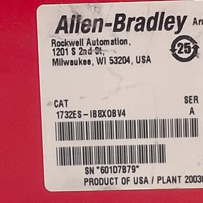 Used Allen Bradley 1732ES-IB8XOBV4 ArmorBlock Guard Safety I/O 8In/8Out, 11-30VDC