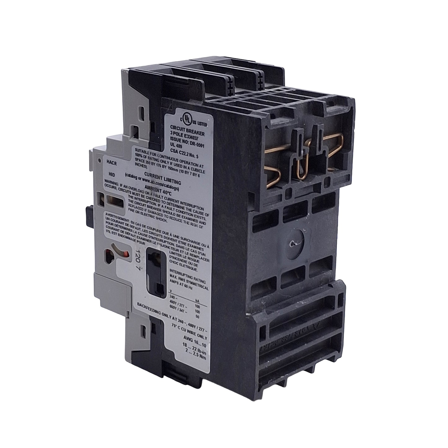 Used Allen Bradley 140U-D6D3-C10 Circuit Breaker, 3-P, 600Y/347VAC 10A, D-Frame