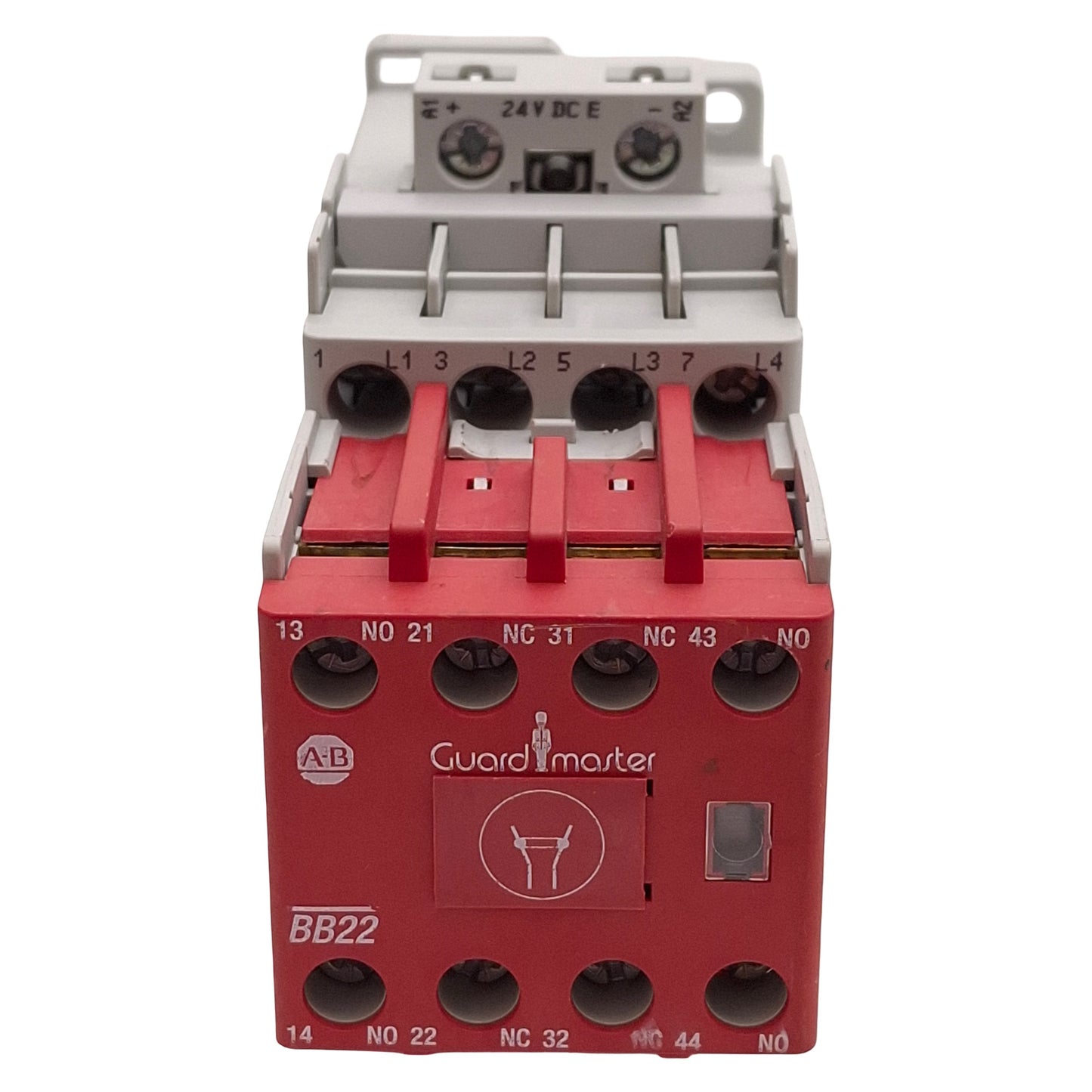 Used Allen Bradley 100S-C09EJ422BC Safety Contactor, 4NO+2NO/2NC Aux, 9A, 24VAC Coil