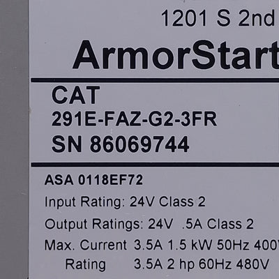 Used Allen Bradley 291E-FAZ-G2-3FR LT Distributed Motor Controller 24VDC, EtherNet/IP