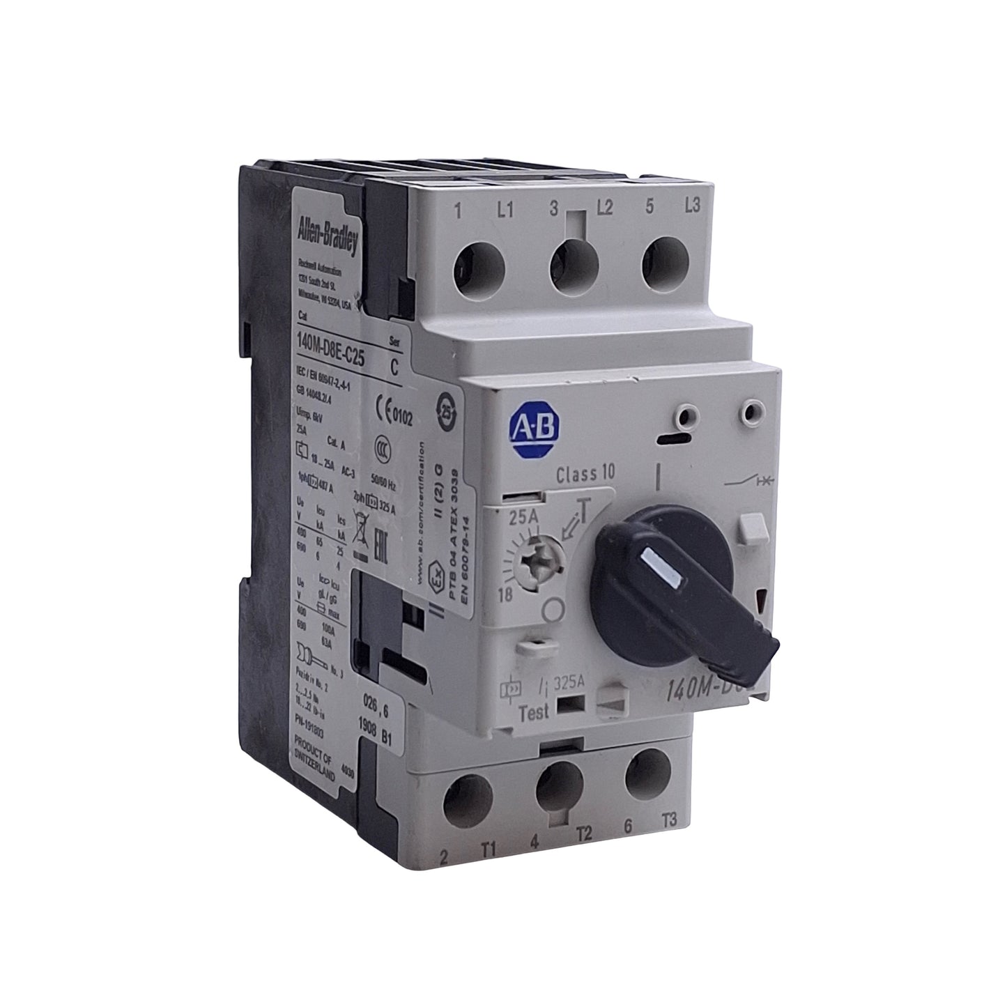 Used Allen Bradley 140M-D8E-C25 Motor Circuit Breaker, 18-25A, Up to 600VAC 3-Phase