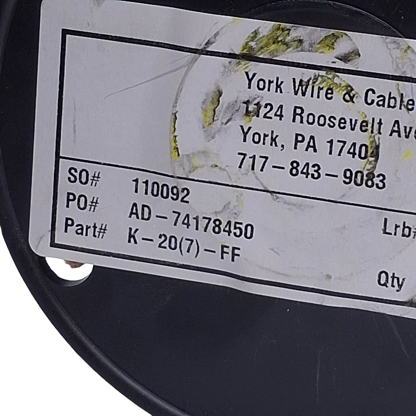 New – Open box York Wire & Cable K-20(7)-FF Thermocouple Extension Wire, 100ft Length, 18ga Str