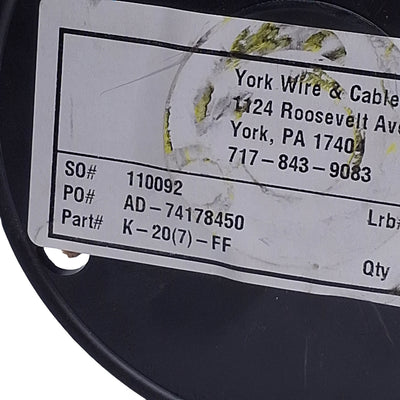 New – Open box York Wire & Cable K-20(7)-FF Thermocouple Extension Wire, 100ft Length, 18ga Str