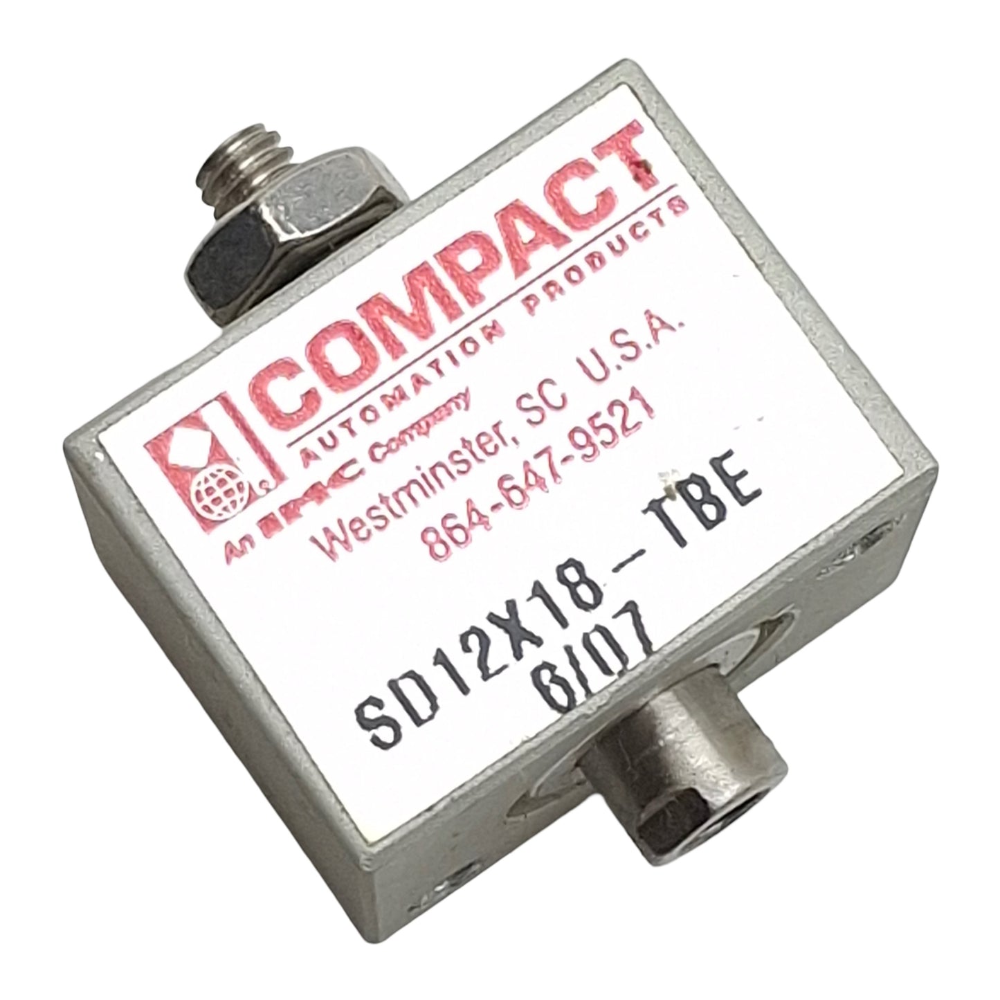 Used Compact SD12X18-TBE Compact Cylinder, ø1/2in Bore, 1/8in Stroke, #10-32UNF