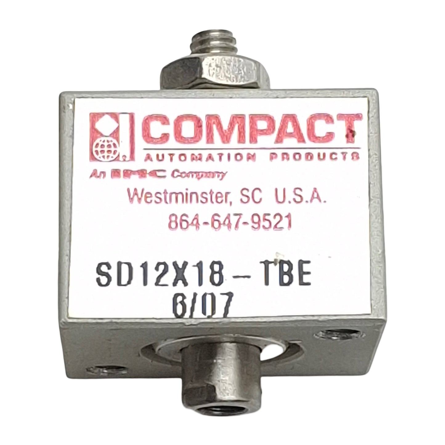 Used Compact SD12X18-TBE Compact Cylinder, ø1/2in Bore, 1/8in Stroke, #10-32UNF