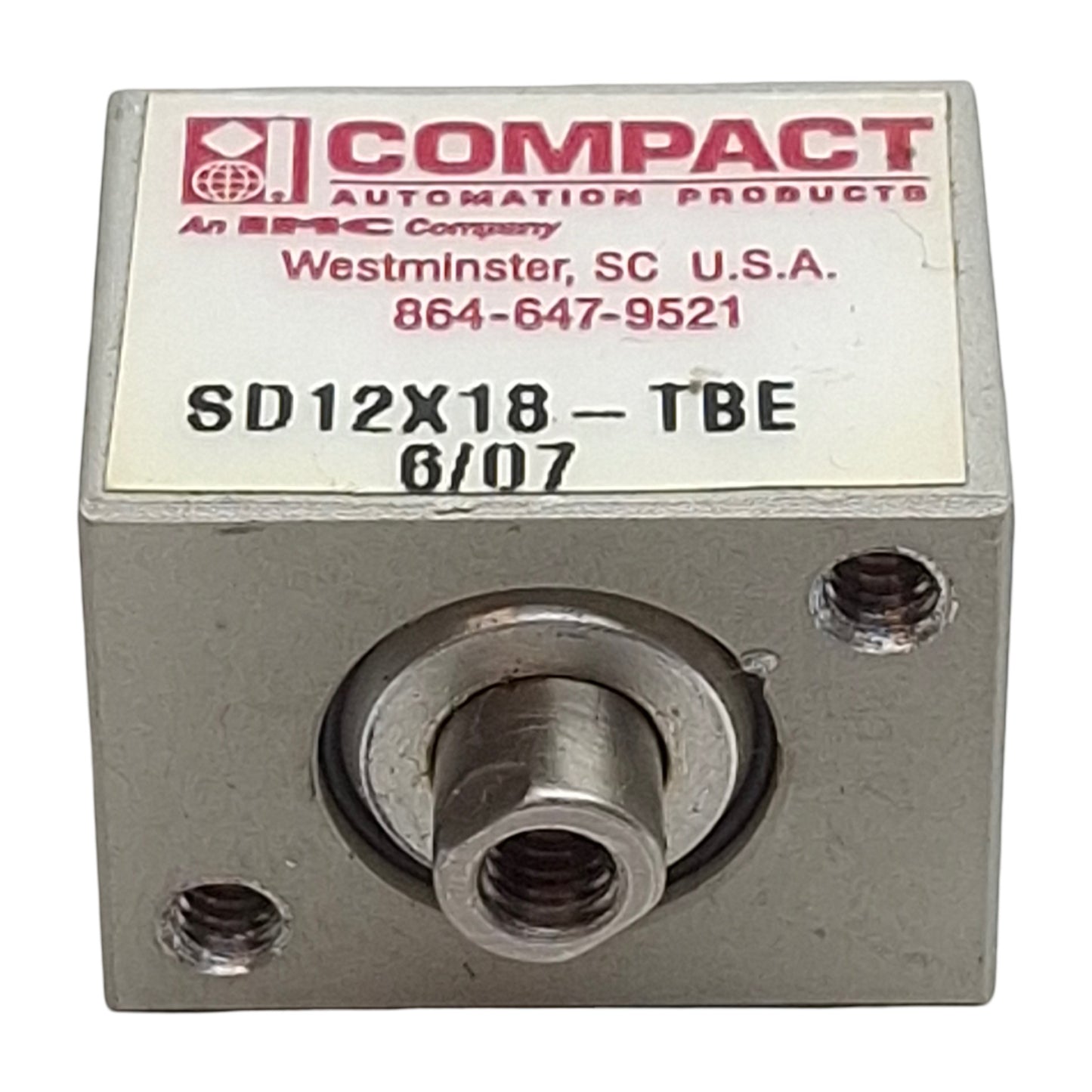 Used Compact SD12X18-TBE Compact Cylinder, ø1/2in Bore, 1/8in Stroke, #10-32UNF