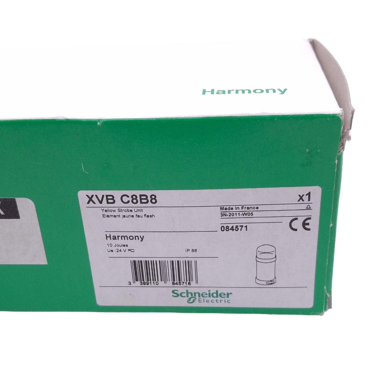 New Schneider Electric XVB-C8B8 Yellow Strobe Indicator Light, 70mm, 1Hz Flash, 24V