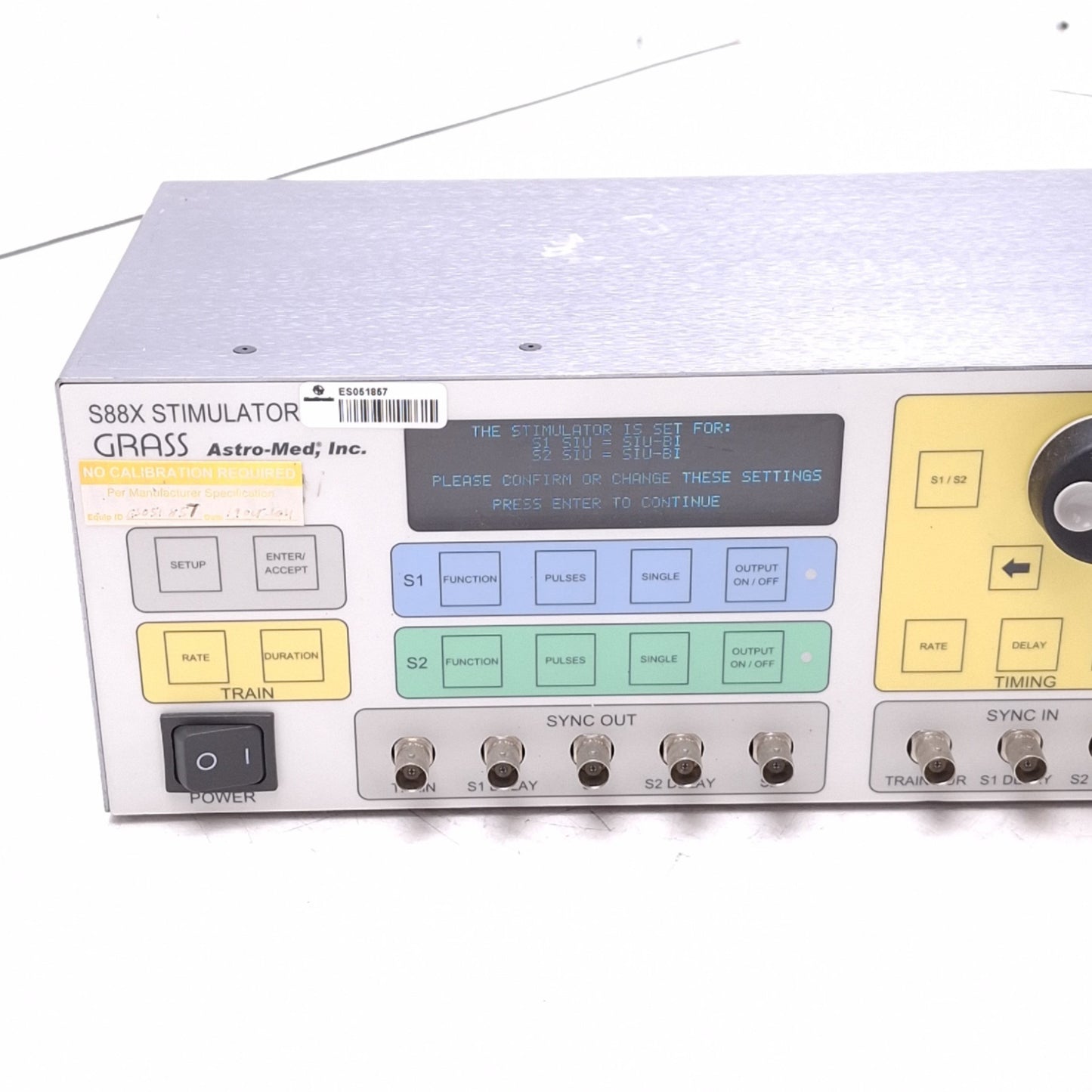 Used Grass Astro-Med S88X Square Pulse Stimulator, Dual Output, 115/230VAC, USB