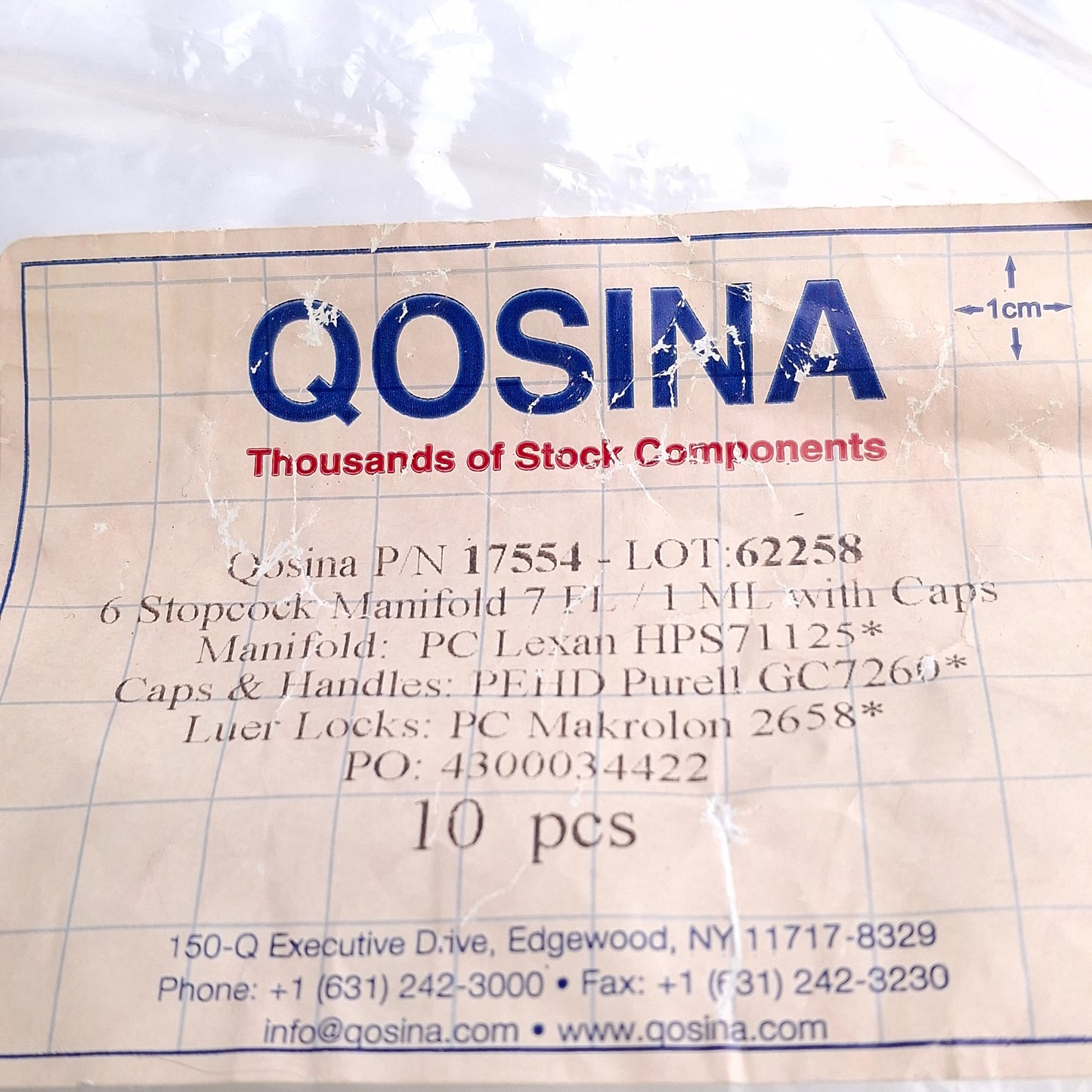 Used Lot of 2 Qosina 17554 StopCock Manifolds, 6-Gang, 7-Female Luer Lock , 29psi