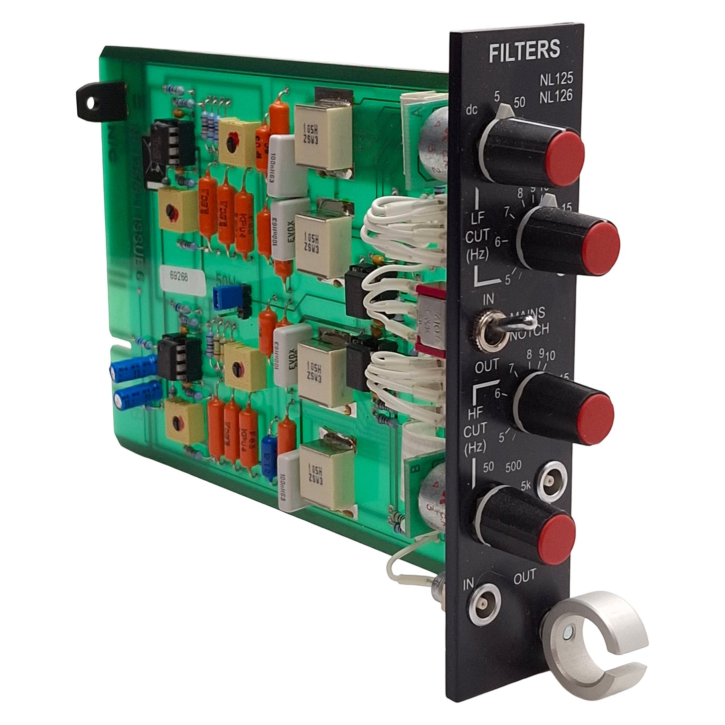 Used Digitimer NL125/6 NeuroLog Band Pass Filter Module, 50/60Hz Notch Filter, ±10VDC