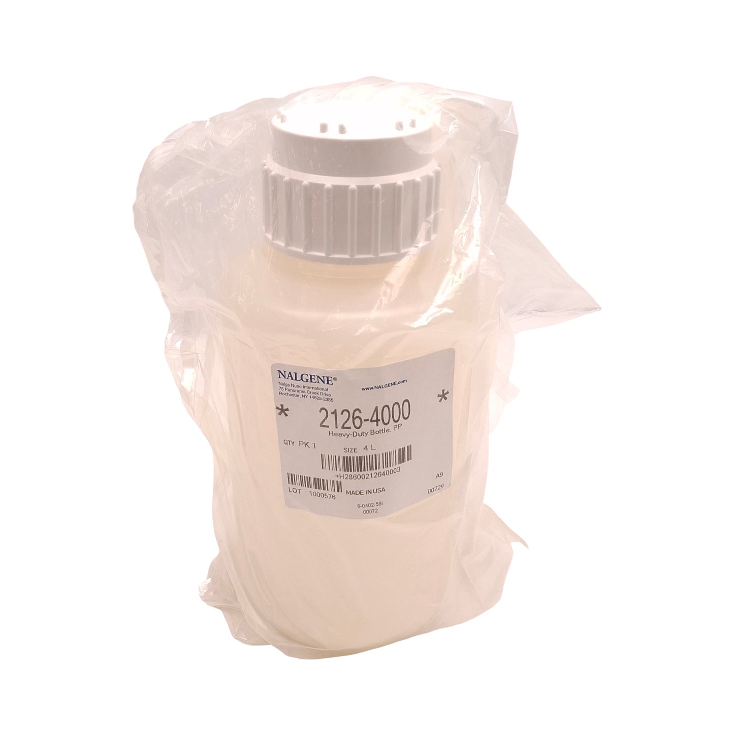 New – Open box Nalgene 2126-4000 Heavy Duty Bottle, Polypropylene, 4000mL/ 4L, 83B Joint Neck