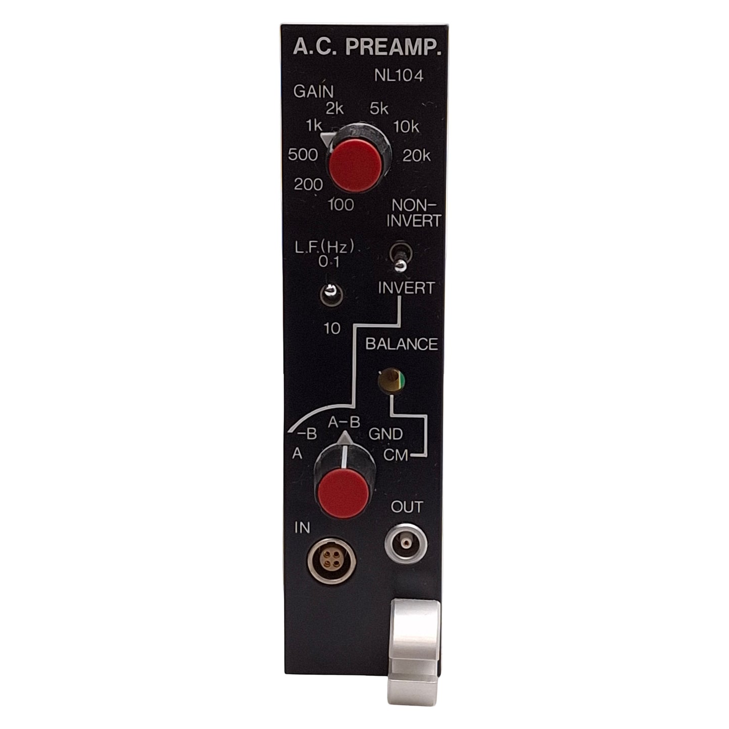 Used Digitimer NL104A NeuroLog AC Pre-Amplifier Module, 100-20k Gain, 0.1/10Hz Cutoff