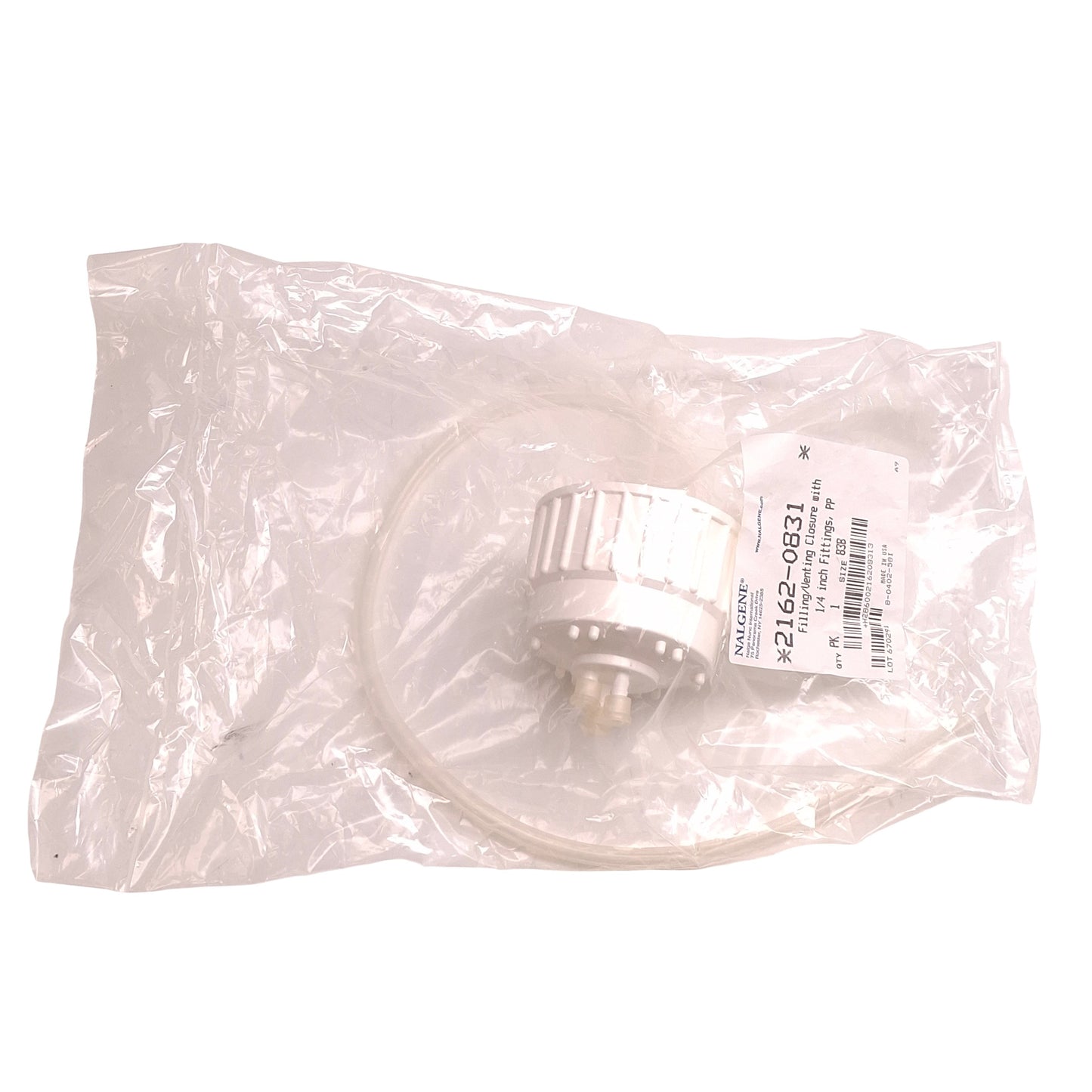 New Nalgene 2162-0831 Filling/Venting Closure Cap, 83mm, 1/4in Tube, For 83B