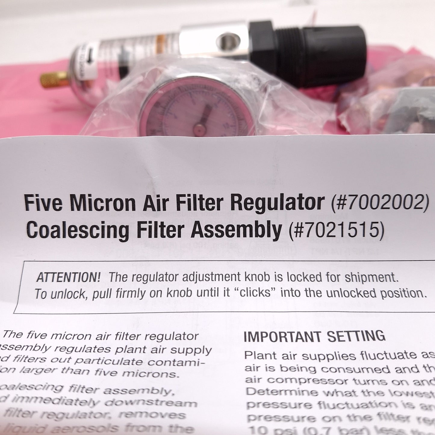 New – Open box Nordson EFD 7002002 Filter Regulator Kit, 5 Micron, 150psi Inlet, 1/4in NPT