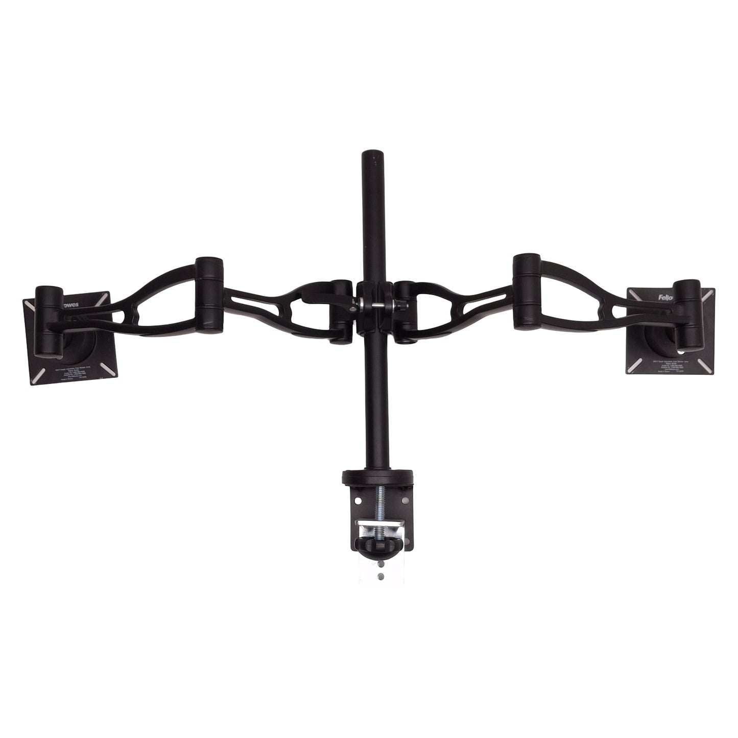 Used Fellowes 8041701 Depth Adjustable Dual Monitor Arm VESA Mount, 24lbs Per Arm