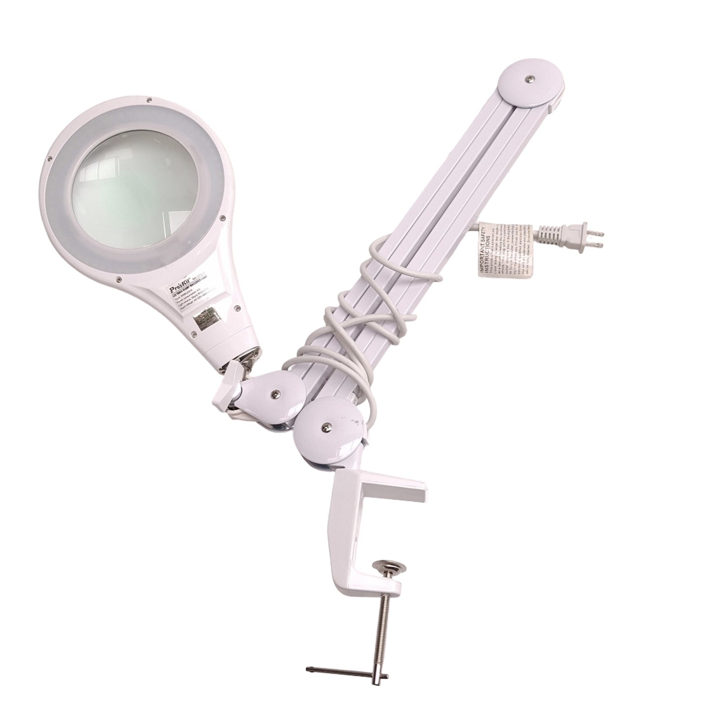 Used Proskit MA-1209LA Magnifier Lamp, 5D (2.25x) Mag., 110VAC, Desk Clamp Mount