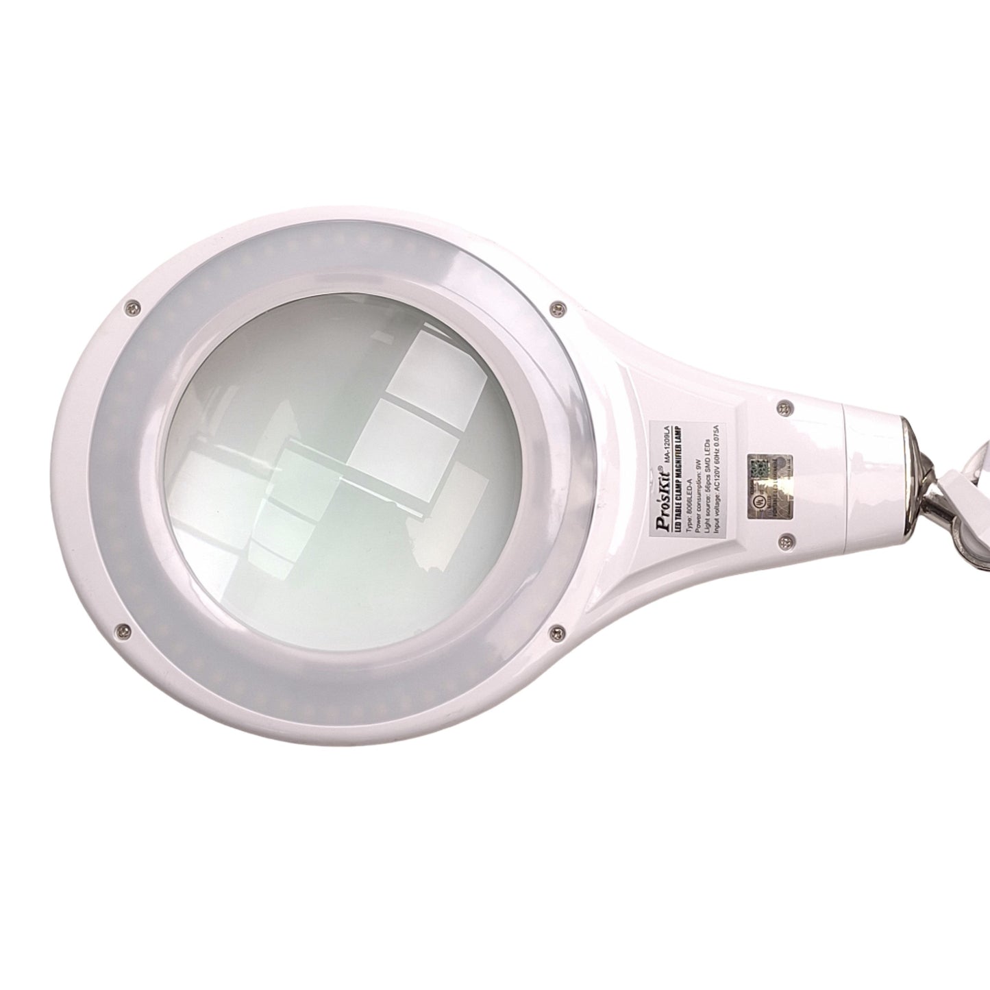 Used Proskit MA-1209LA Magnifier Lamp, 5D (2.25x) Mag., 110VAC, Desk Clamp Mount