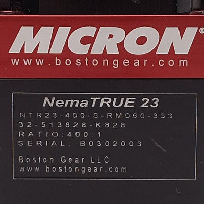 New Thomson Micron NTR23-400-S-RM060-333 NemaTRUE Planetary Gearhead, 400:1, NEMA 23