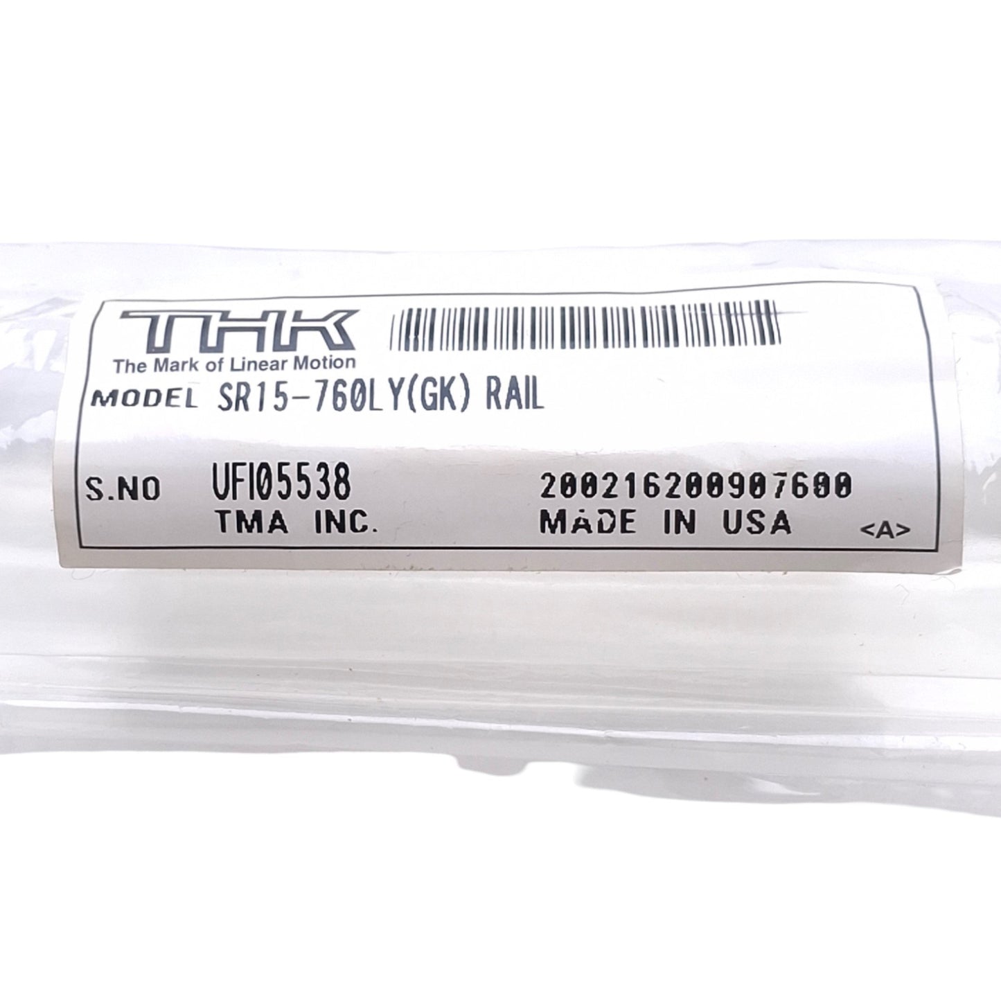 New THK SR15-760L Linear Guide Rail, 15x760x12.5mm, 60mm Pitch, 20.5kN Max