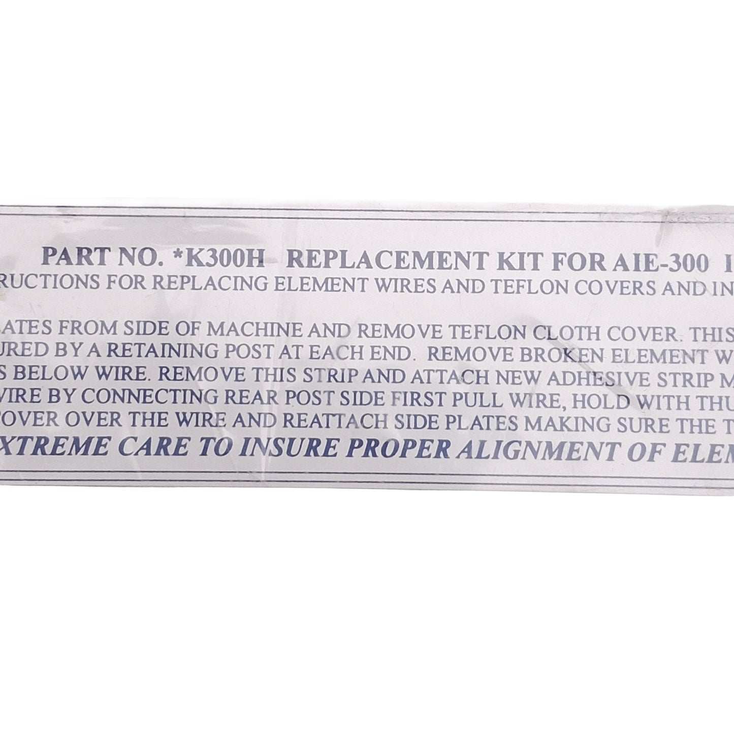 Used AIE AIE-300 Hand Impulse Sealer & Element Replacement Kit, 12"x2mm, 380W, 120VAC