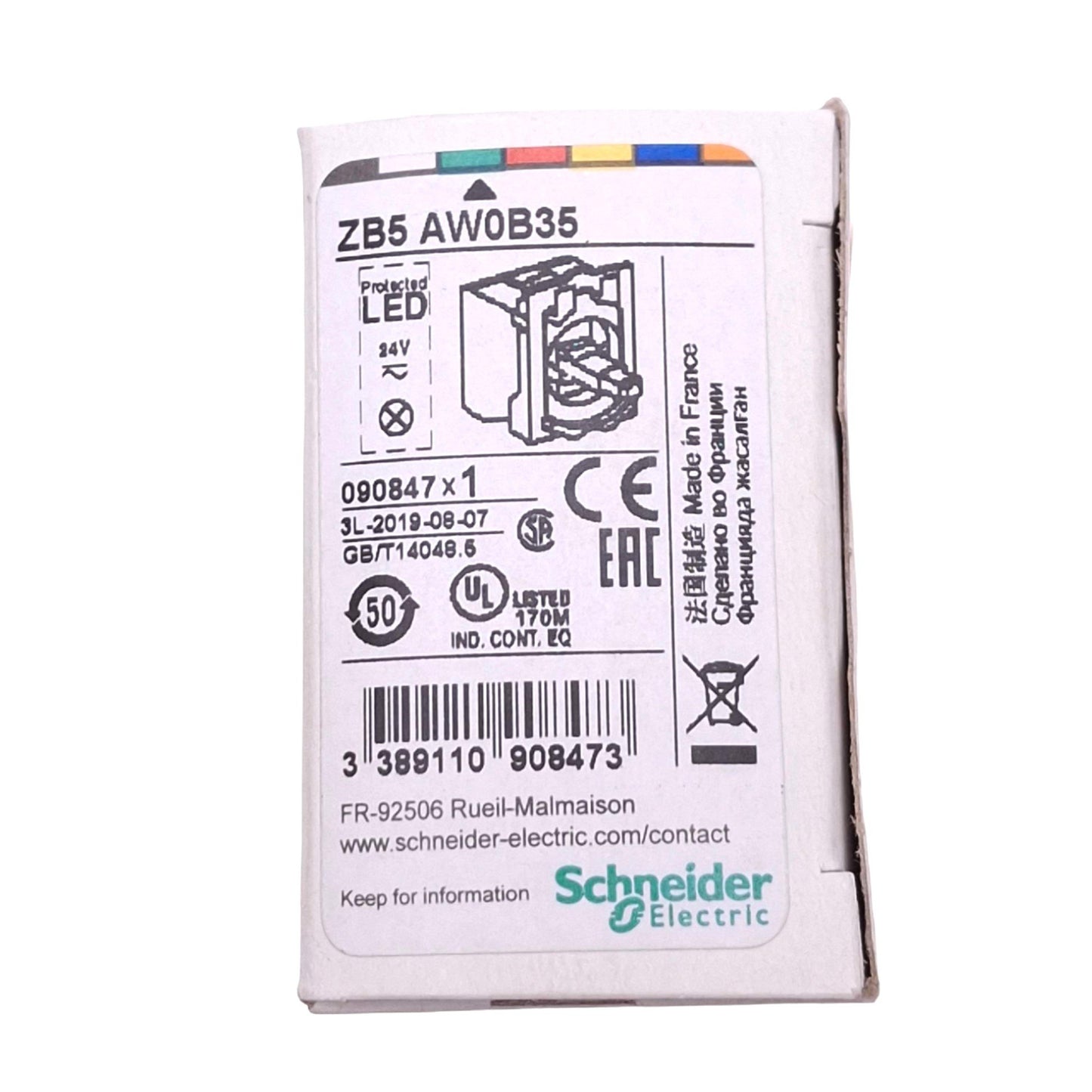 New Schneider Electric ZB5AW0B35 Green Illuminated Contact Block, 1NO 1NC, 24V Lamp