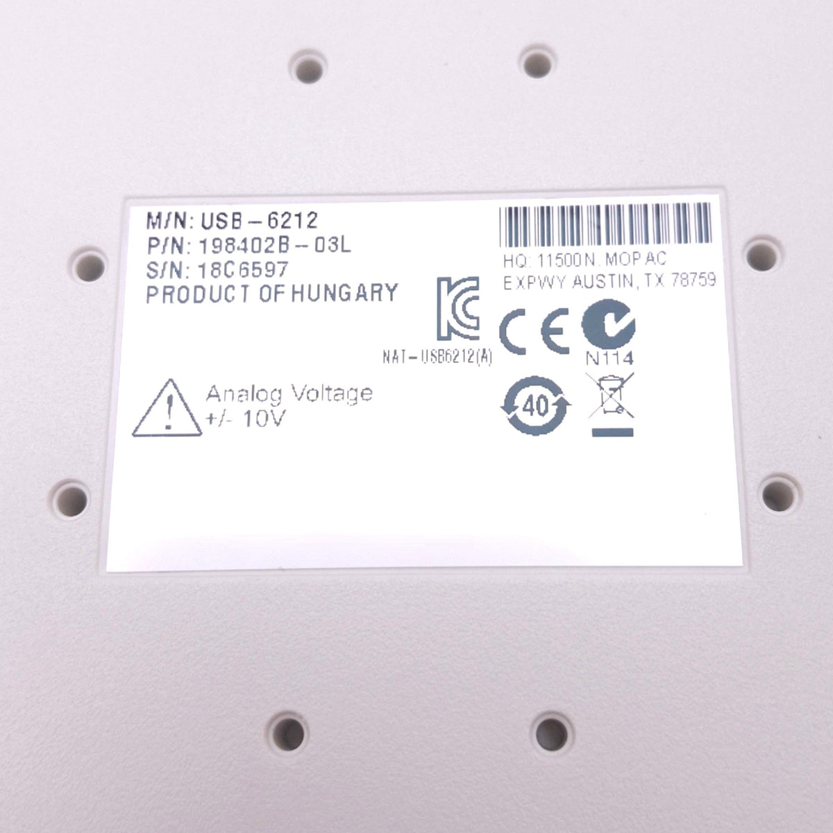 Used National Instruments USB-6212 I/O DAQ Device, 16AI 2AO, 32DIO Max, USB-B