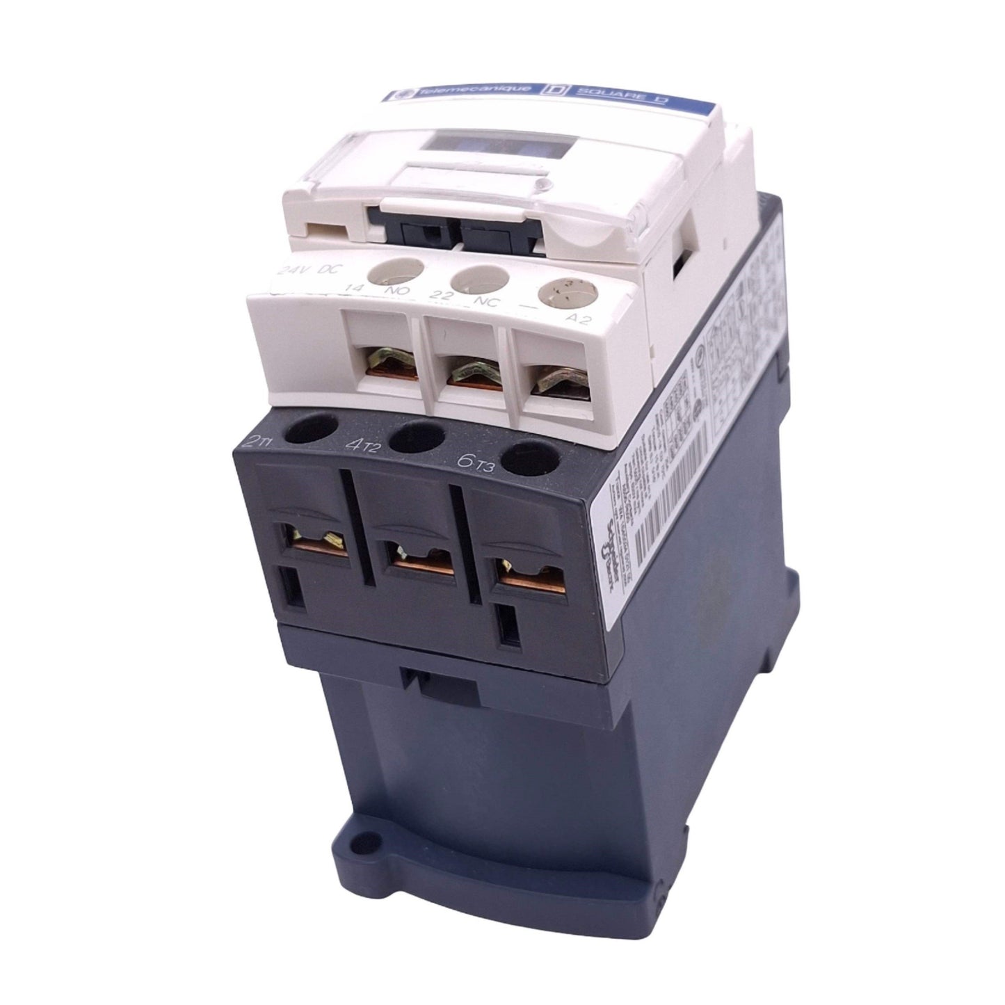 Used Telemecanique LC1D09BD Contactor, 3PST-NO + 1NO 1NC Aux, 5HP Max, 24VDC Coil