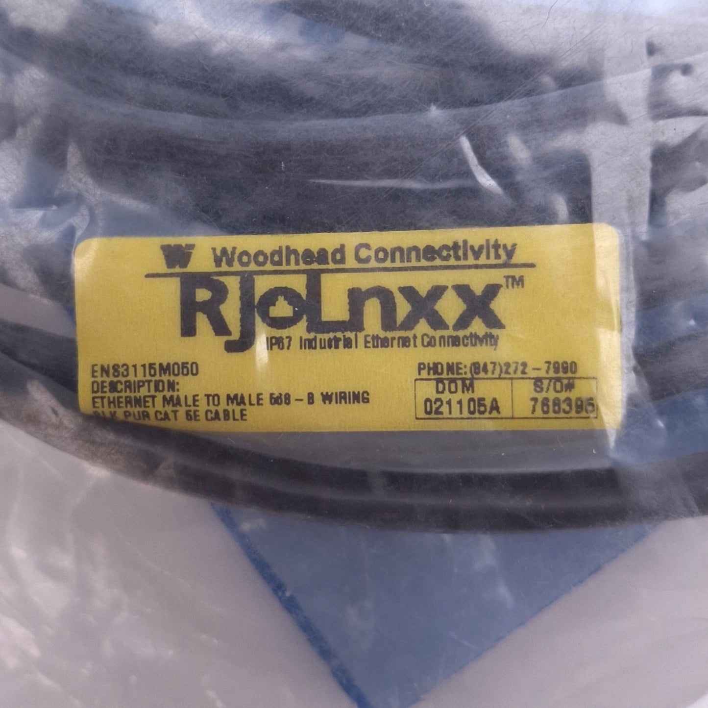New L-COM TRD3115M-5M Cat5e Industrial Ethernet Cable, RJ45, 5 Meter Length
