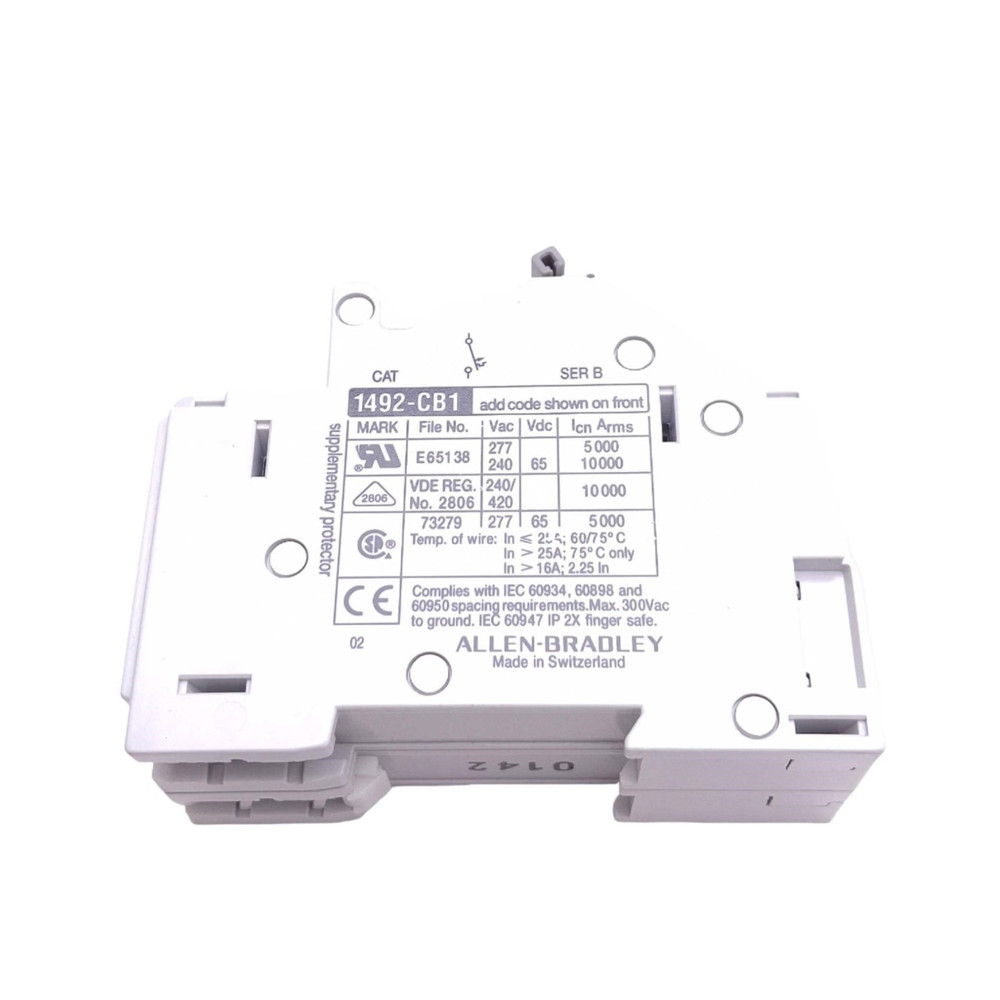 New Allen Bradley 1492-CB1F160-N Supplementary Circuit Breaker, 1+N Pole, 16A, 277V