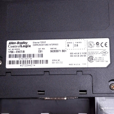 Used Allen Bradley 1756-ENET/B ControlLogix Ethernet Module, RJ45, 100Mbps, 24VDC