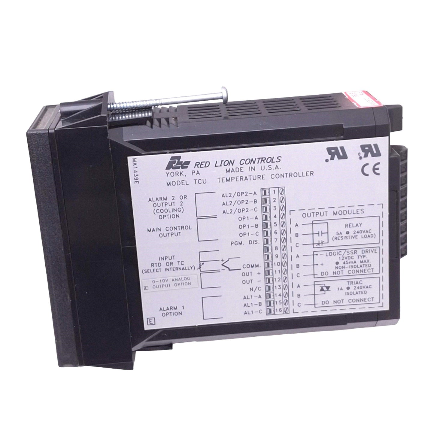 Used Red Lion TCU02000 Temperature Controller, RTD/TC In, 115/230VAC, 1/8 DIN