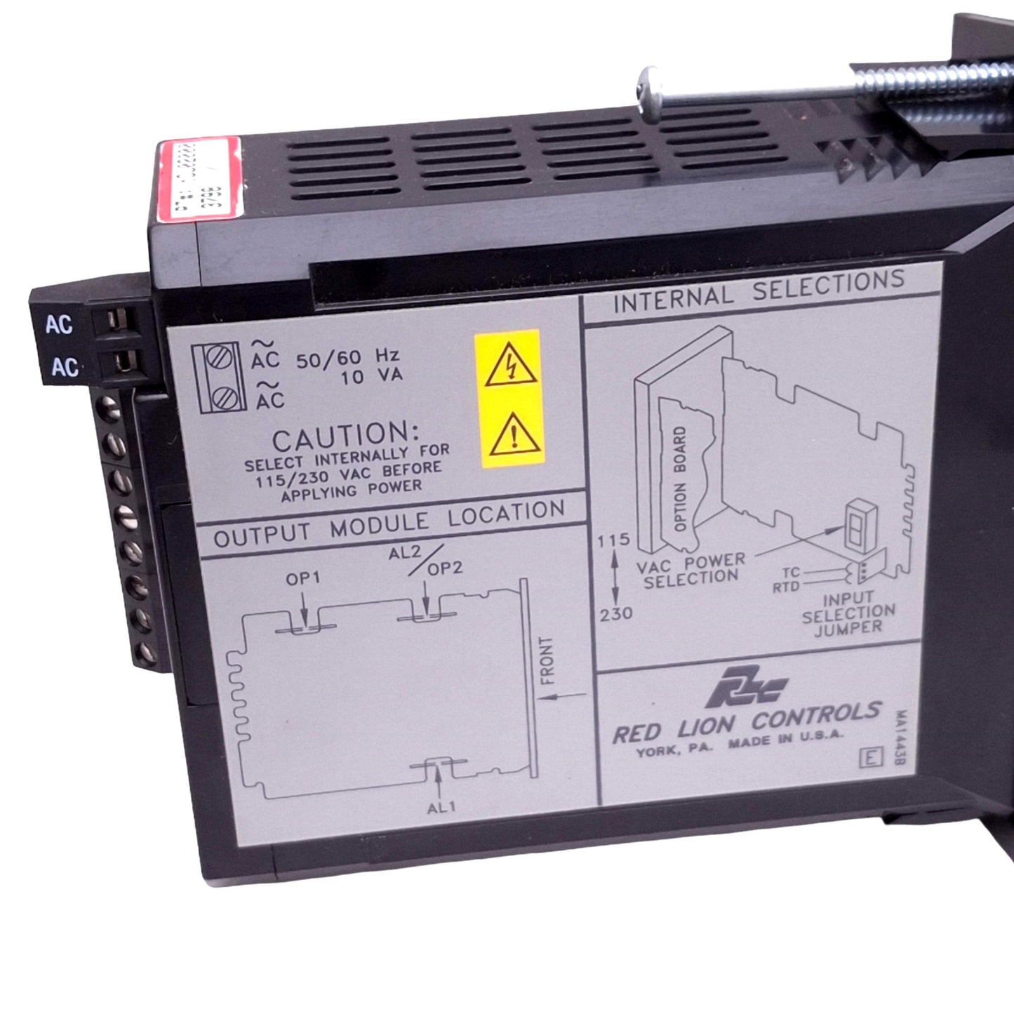Used Red Lion TCU02000 Temperature Controller, RTD/TC In, 115/230VAC, 1/8 DIN