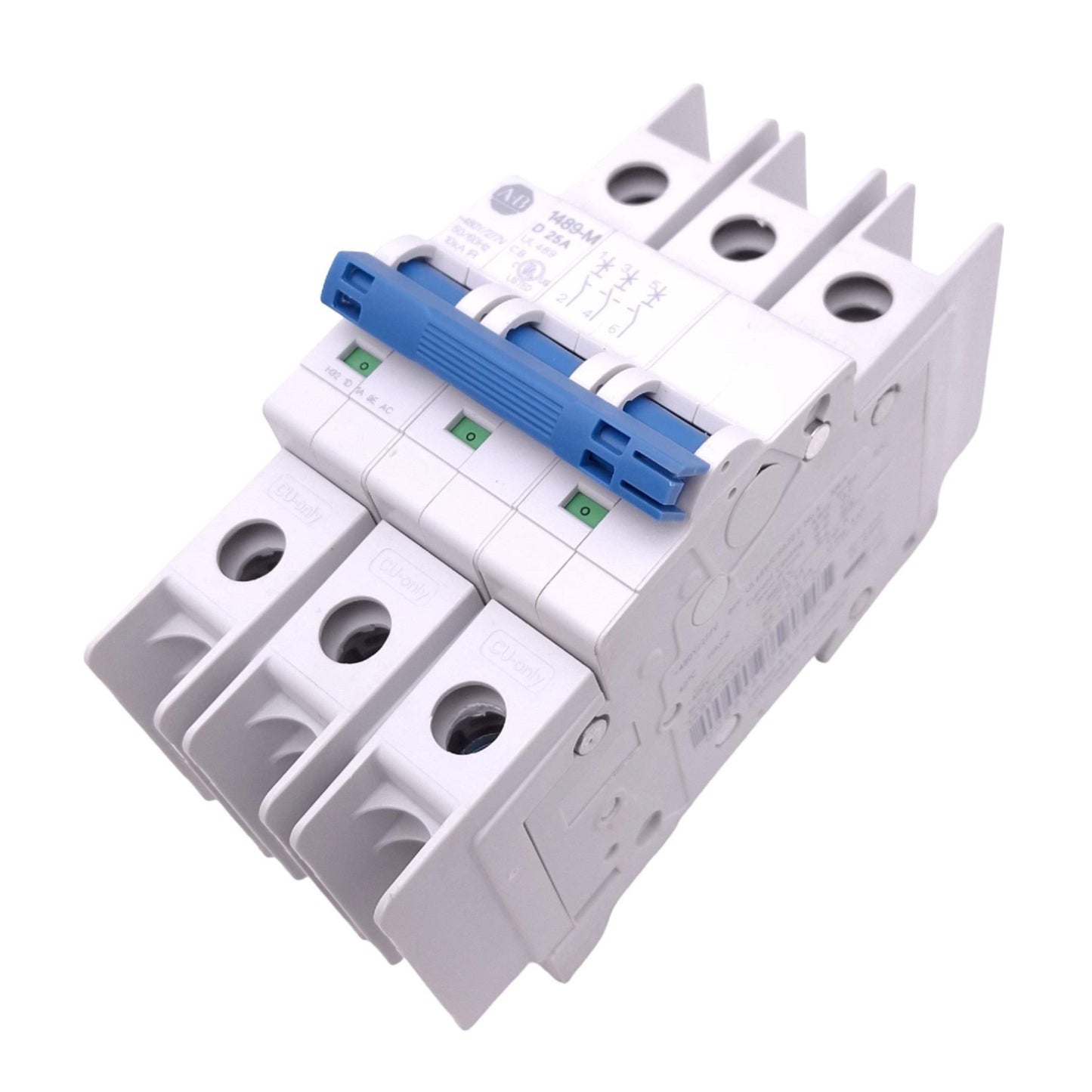 Used Allen Bradley 1489-M3D250 Circuit Breaker, 3-Pole 25A, 480Y/277VAC Max, DIN Rail