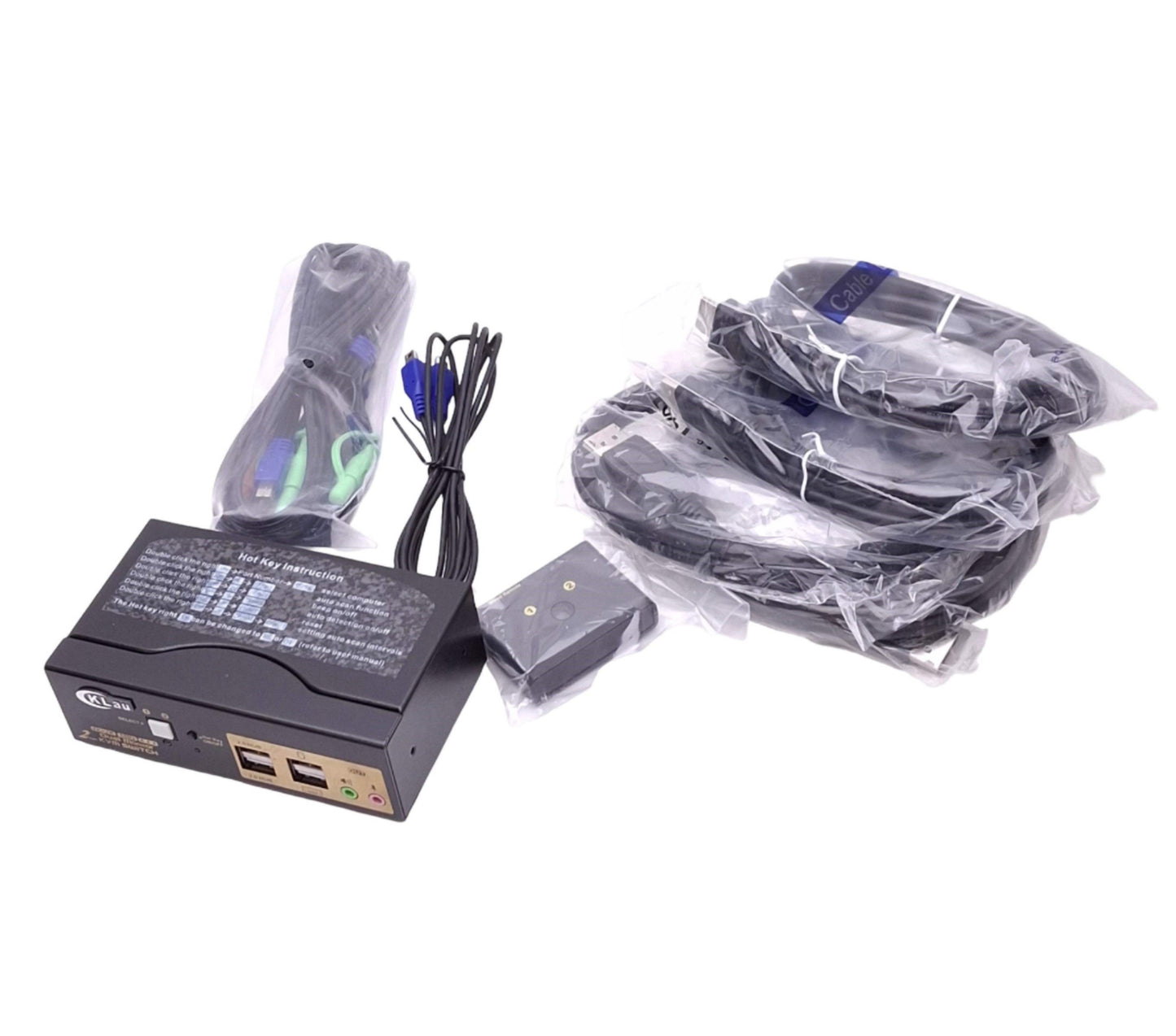 New CKLau CKLau-622DH KVM Switch Kit, 2-Port Dual Monitor, Display Port HDMI, 5VDC