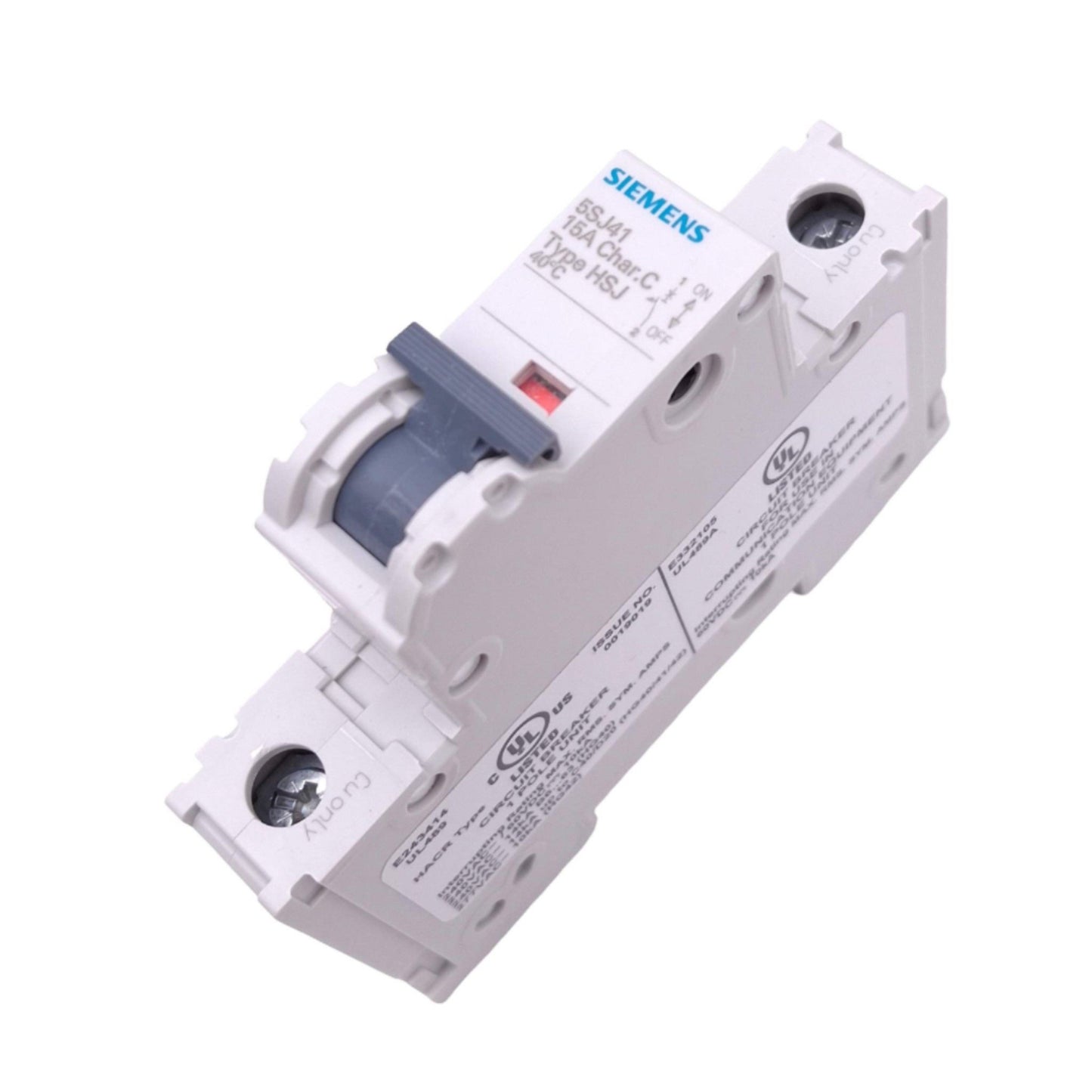 New Siemens 5SJ4118-7HG40 Circuit Breaker, 1-Pole 15A, 240VAC 60VDC, DIN Rail