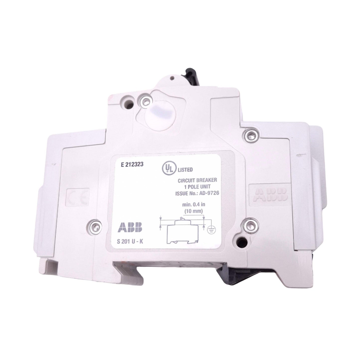 Used ABB S201U-K4 Circuit Breaker w/ S2C-H6RU Contact, 1-Pole, 1NO 1NC Aux, 4A