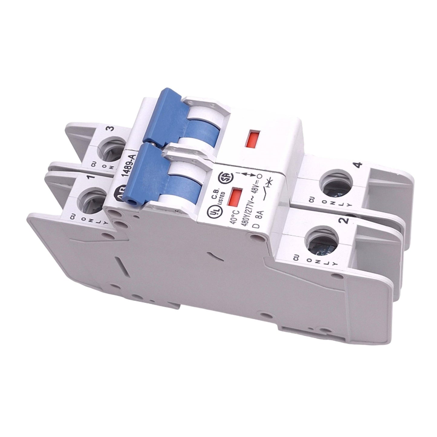 New Allen Bradley 1489-A2D080 Circuit Breaker, 2-Pole 8A, 480Y/277VAC 48VDC Max