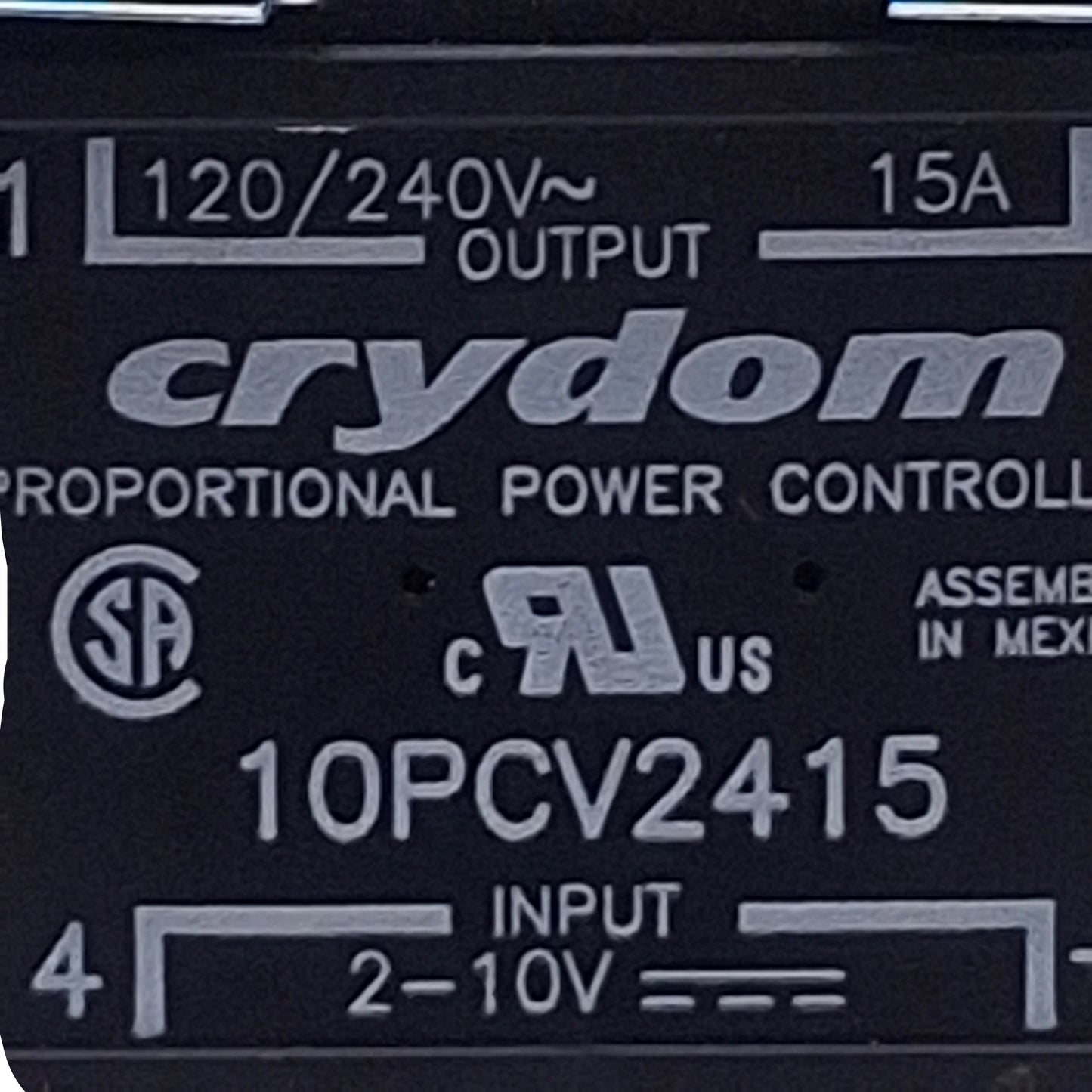 Used Crydom 10PCV2415 Solid-State Relay SPST-NO, 2-10VDC Input, 15A, 100-280VDC
