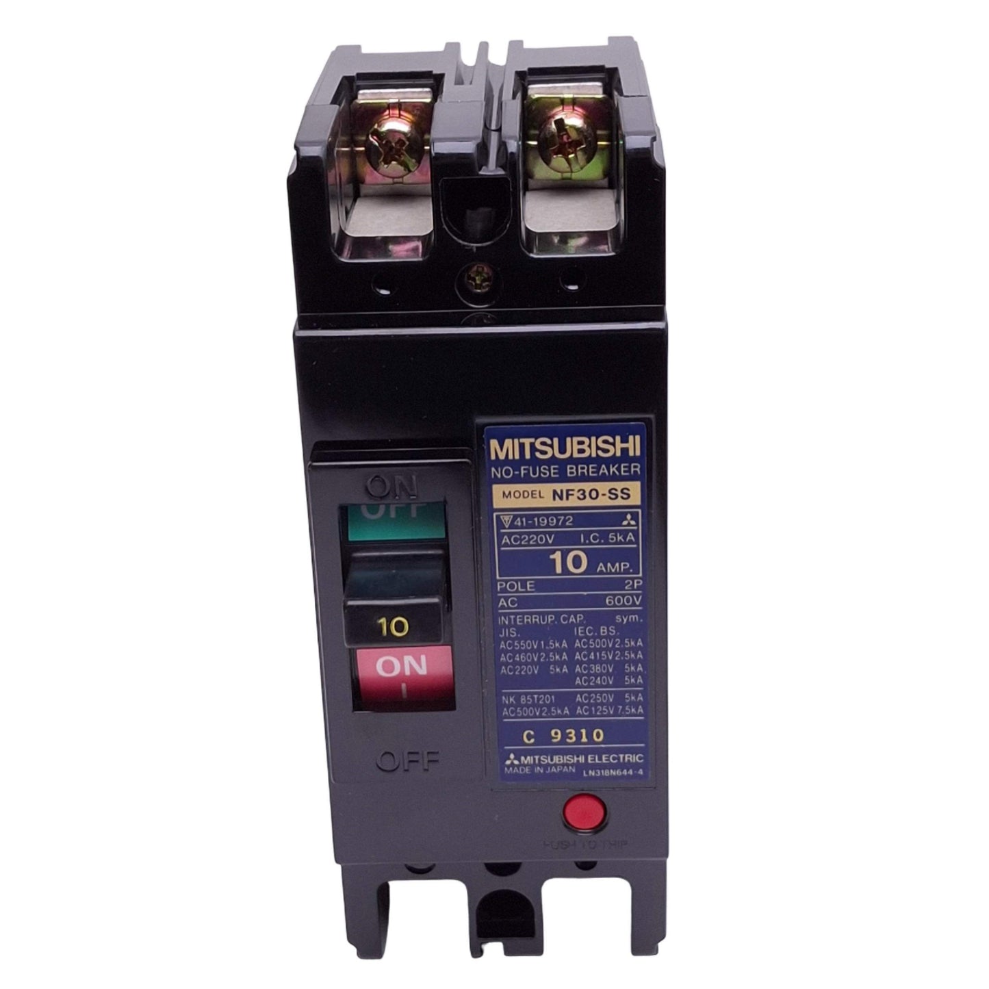 New Mitsubishi NF30-SS 10A No-Fuse Circuit Breaker, 2-Pole 10A, 600VAC Max