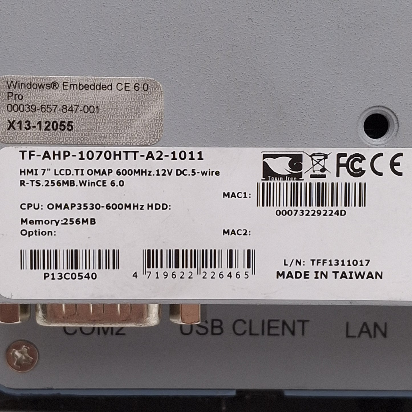 For parts or not working AAEON TF-AHP-1070HTT-A2-1011 Touchscreen HMI, 7in TFT-LCD, 12VDC *For Parts*