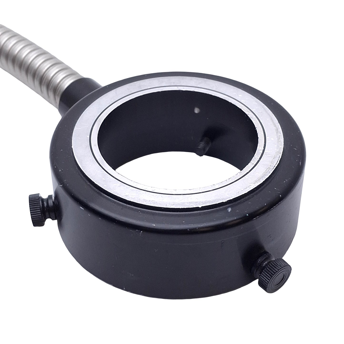 Used Microscope Fiber Optic Light Ring Guide, ø5/8in Input, ø2in Mount, 0.45in Bundle