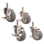 Used Lot of 4 Stem Mount Swivel Caster, ø3" x 1.25" Wheel, 1/2"-13 Thread, 1.5" Stem