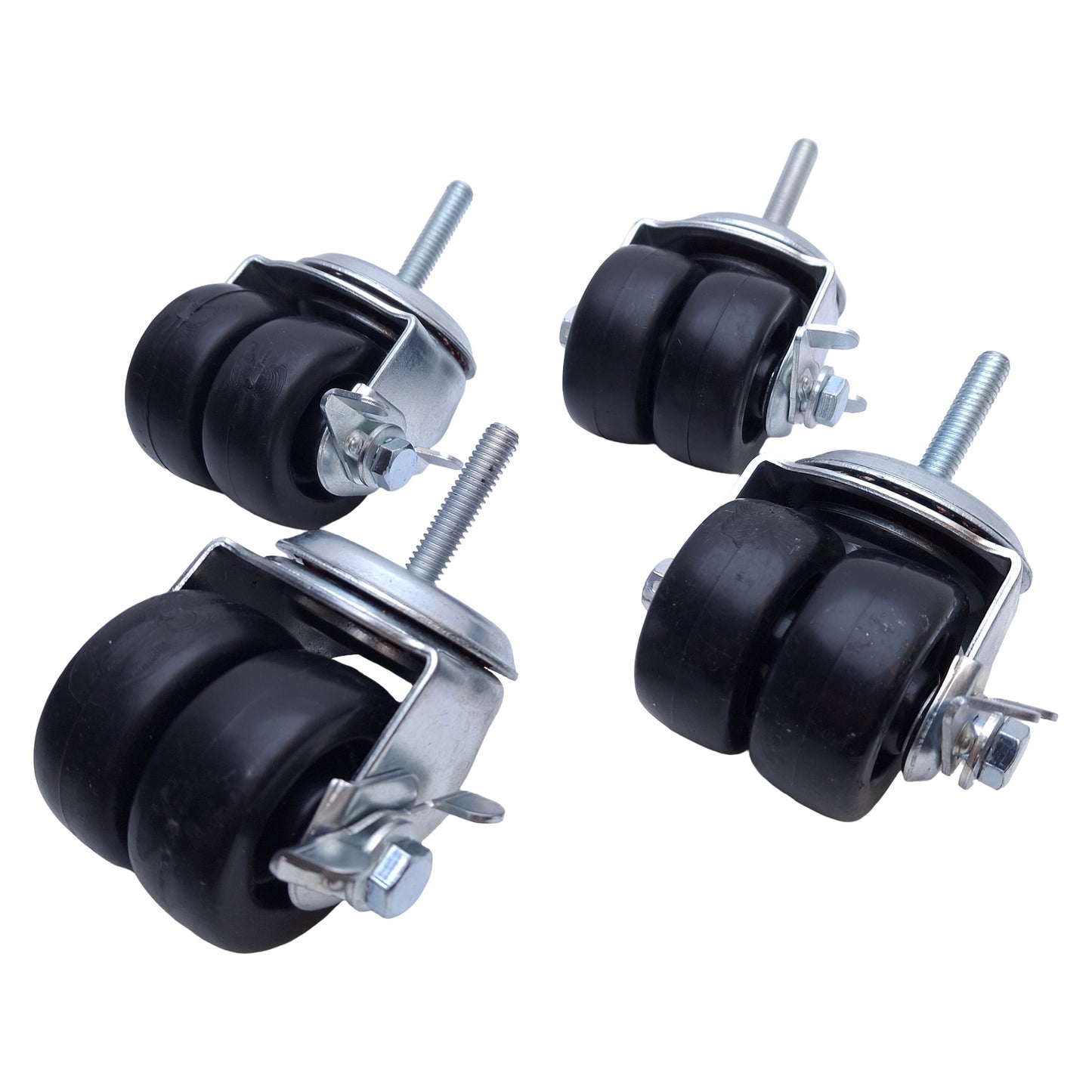 Used Lot of 4 Payson 020-2PJ-DW Stem Mount Double Wheel Caster 200lbs, 2-1/4in Swivel
